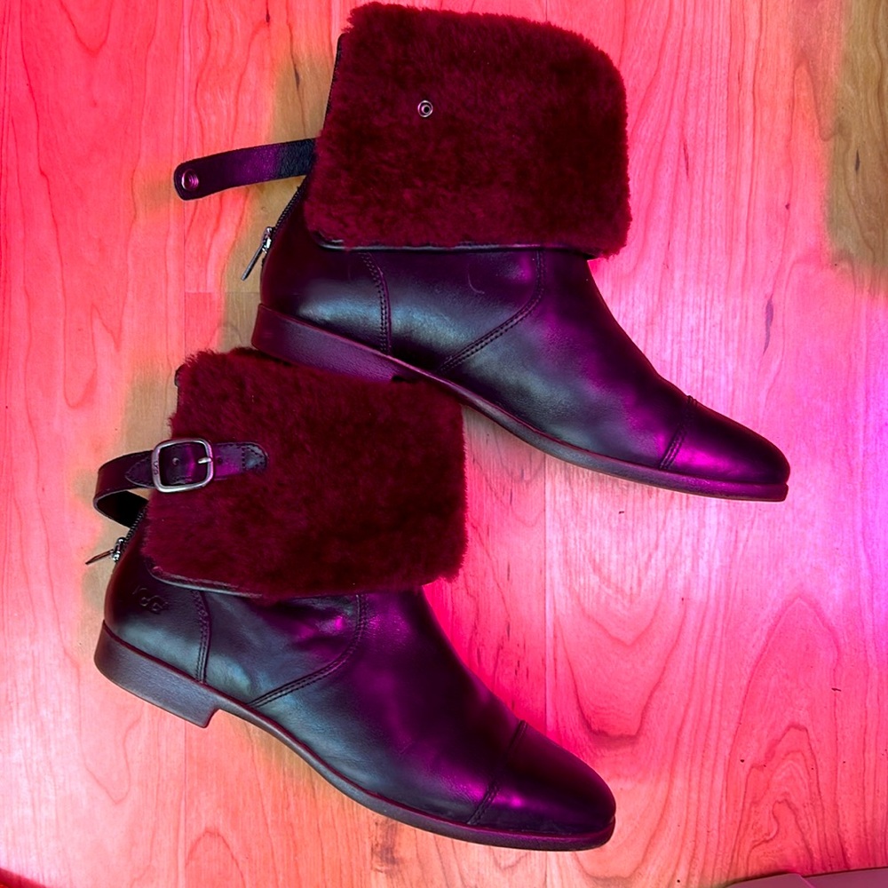UGG Women's Black and Red Shearling Boots